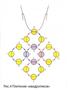 схема плетения из бисера квадрат